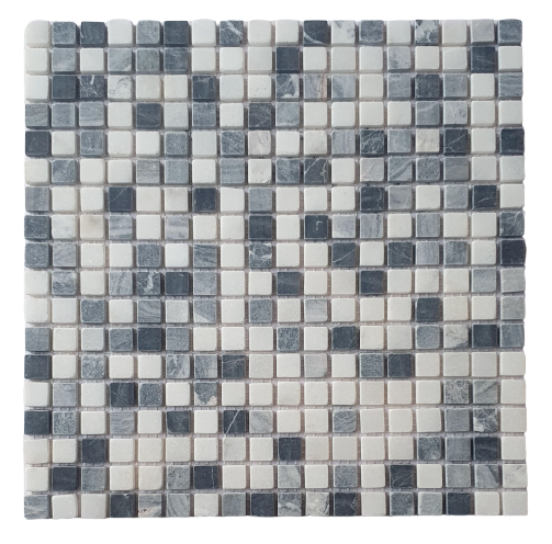 Crystal White,Black Marquina,Grey marble Mix Mosaic 15x15 mm