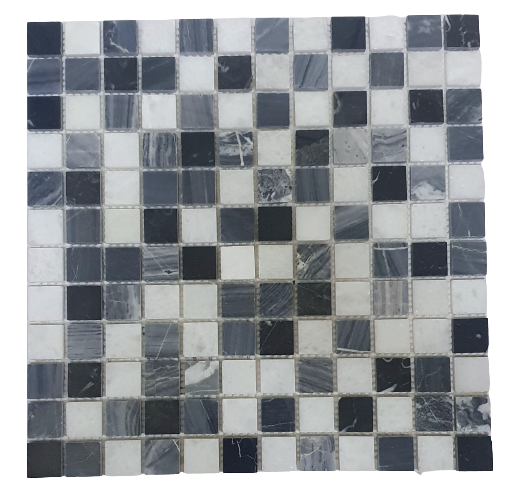 Black White Grey Marble Mix Mosaic 23x23 mm