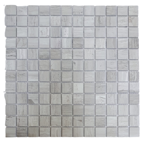 White Wood Marble Mosaic  23x23mm