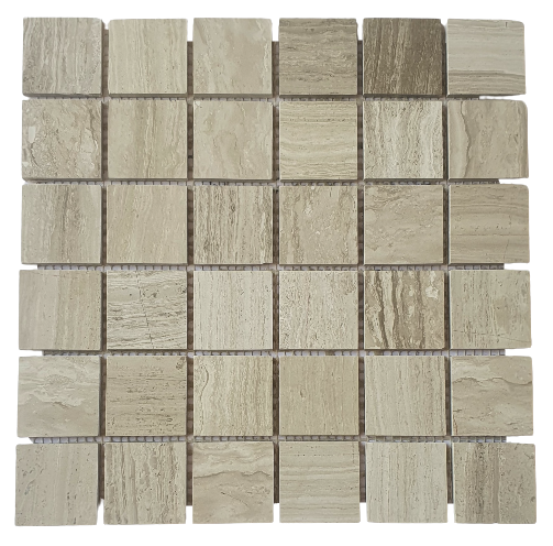 White Wooden Marble Mosaic  48x48 mm