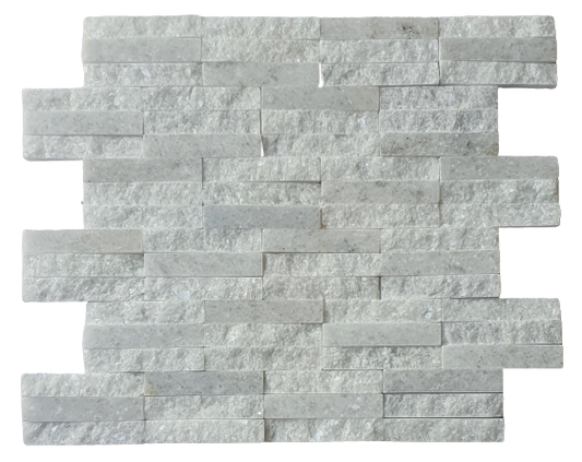 Crystal White Split polished Mix Marble Subway Mosaic 50x10 mm